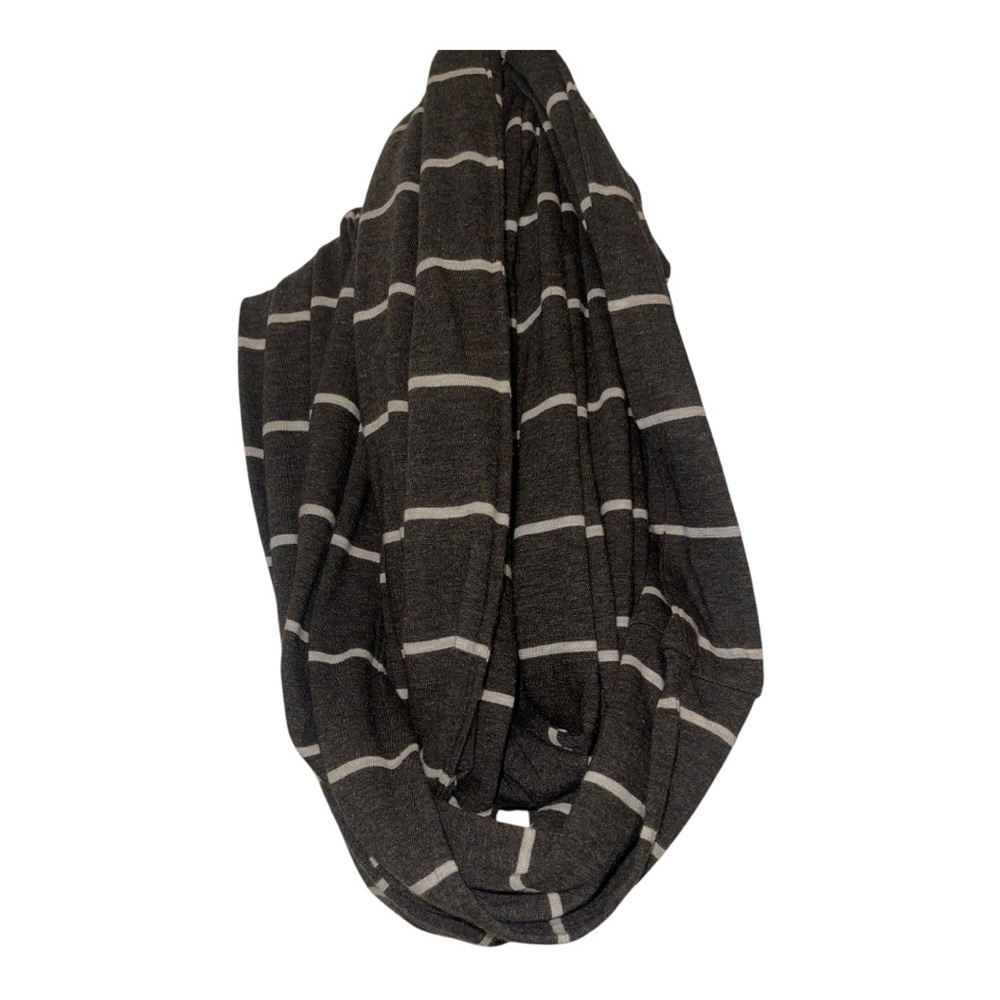Vince Brown and White Striped Infinity Scarf